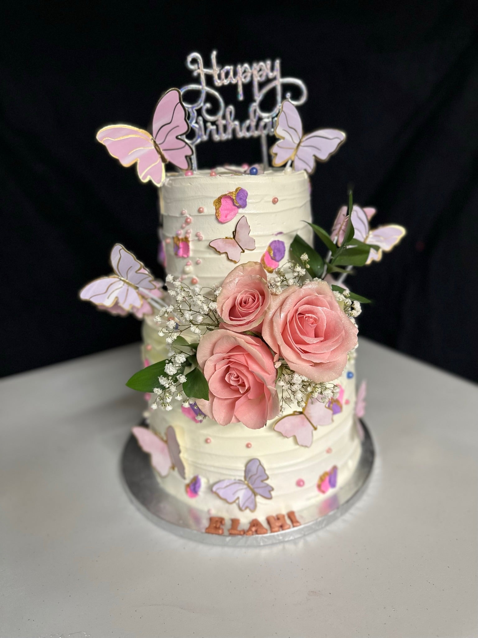 Butterfly & Roses Birthday Cake (BUF001)