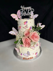Butterfly & Roses Birthday Cake (BUF001)