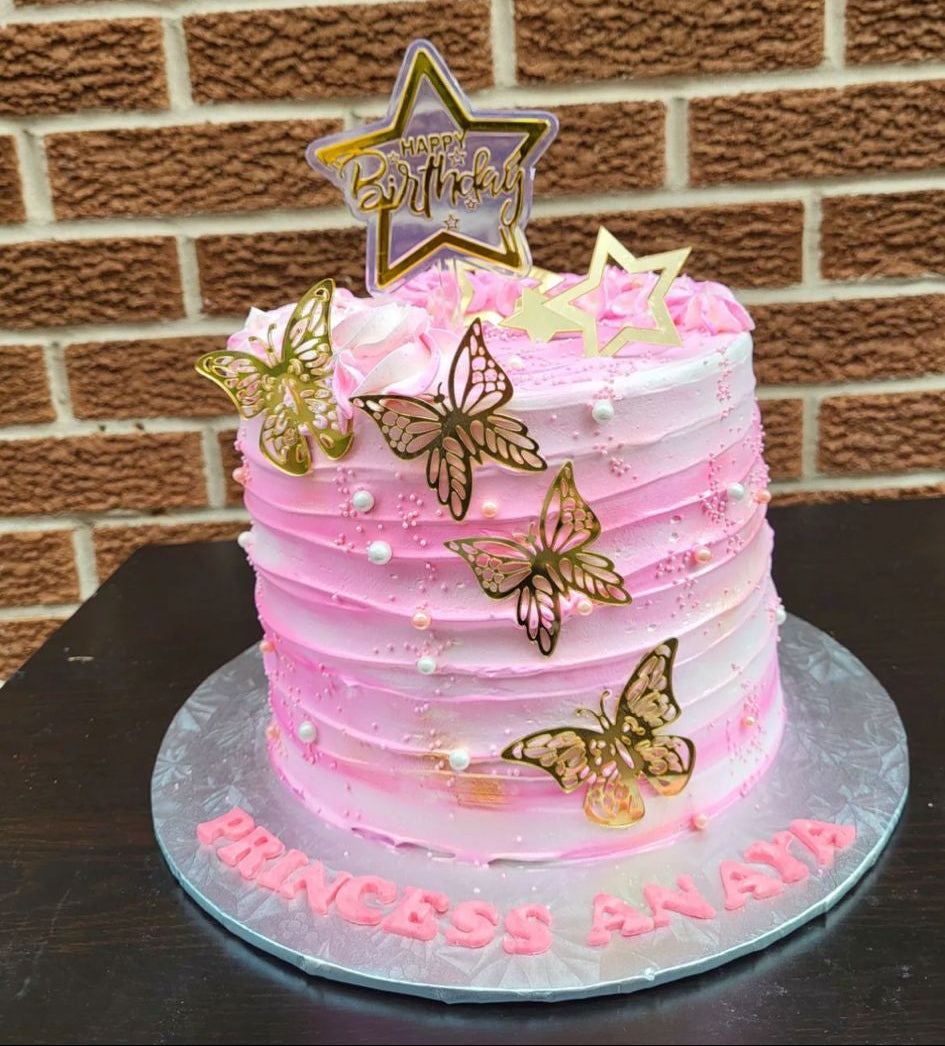 Princess Anaya's Pink Butterfly Birthday Cake (BUF008)
