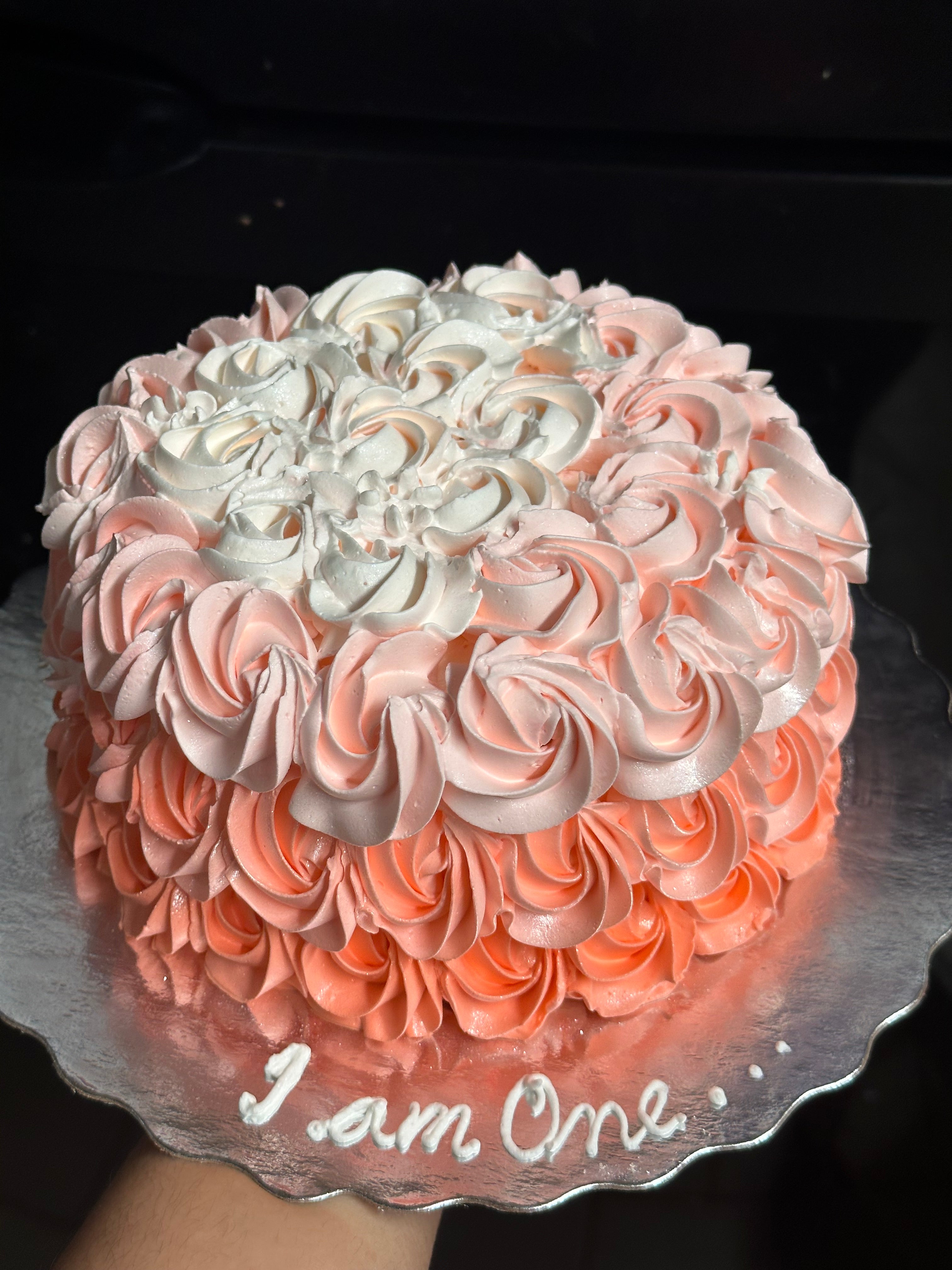 Pink Rosette Ombre Smash Cake - I Am One (FIB002)