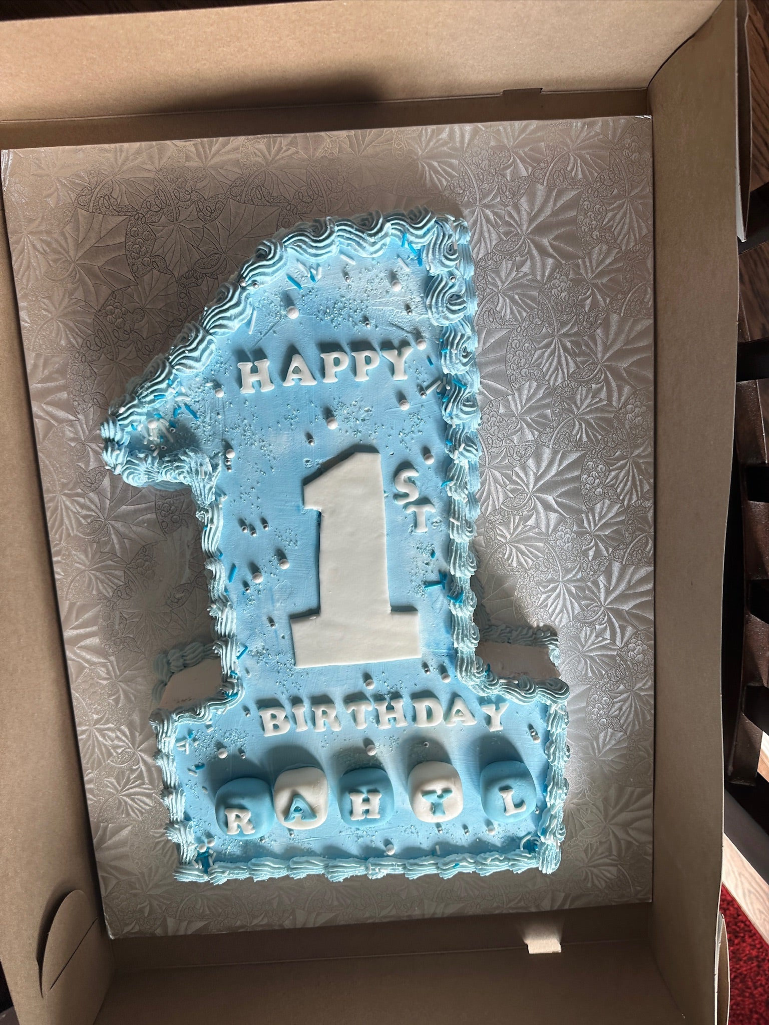 Blue-Shaped 1st Birthday Cake - (FIB003)