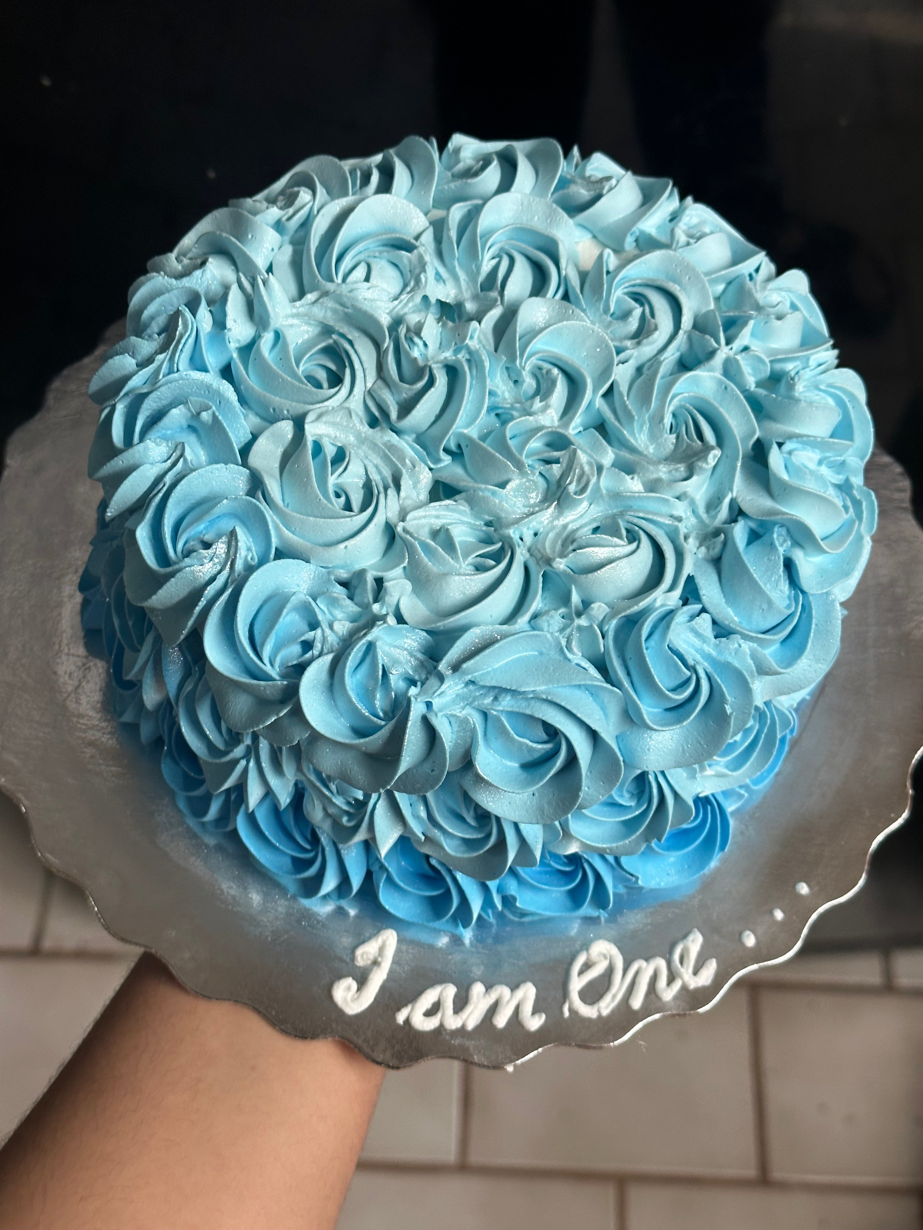 Blue Rosette Smash Cake - I Am One (FIB005)