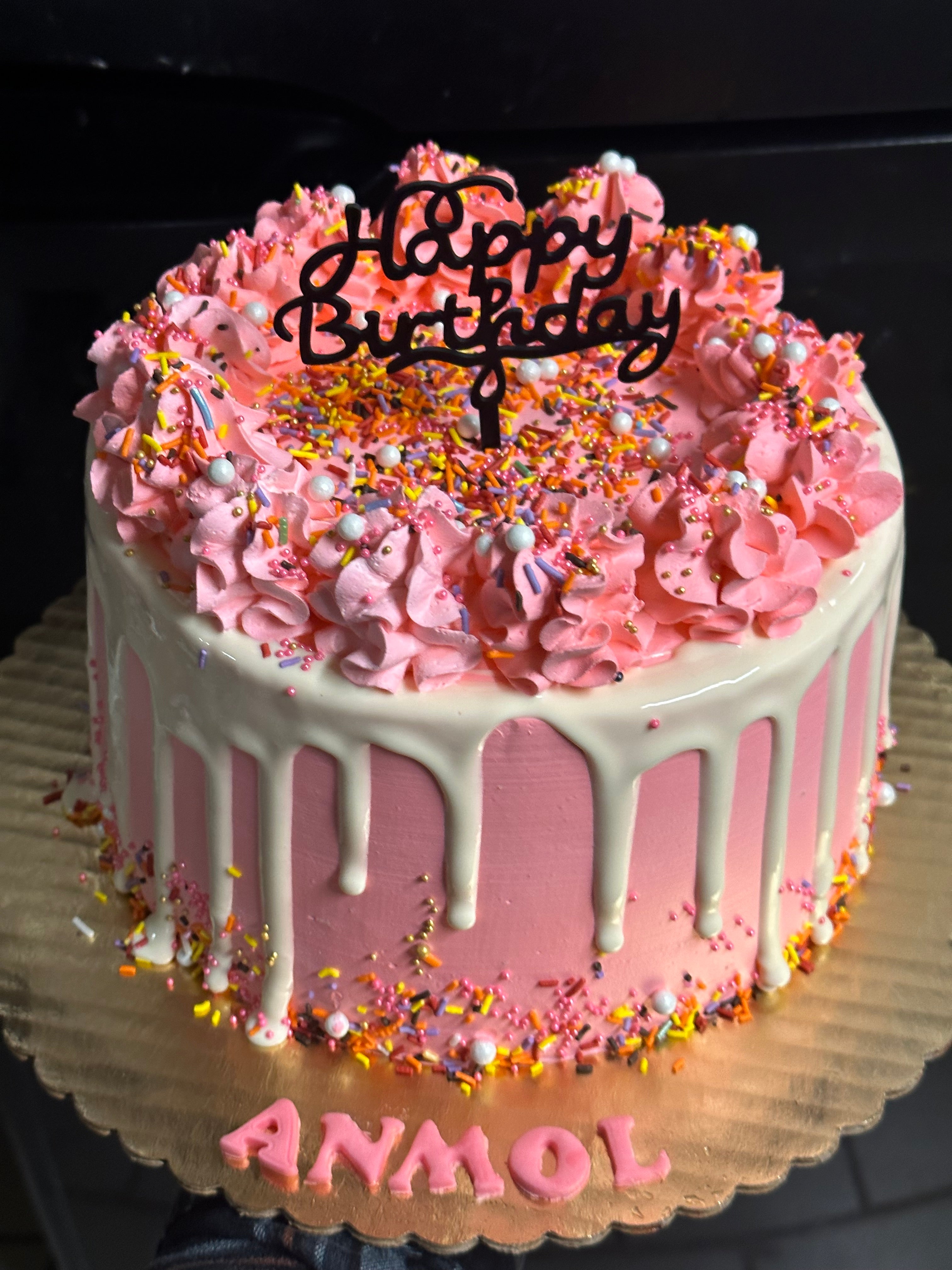Pink Sprinkle Drip Cake (FL015)