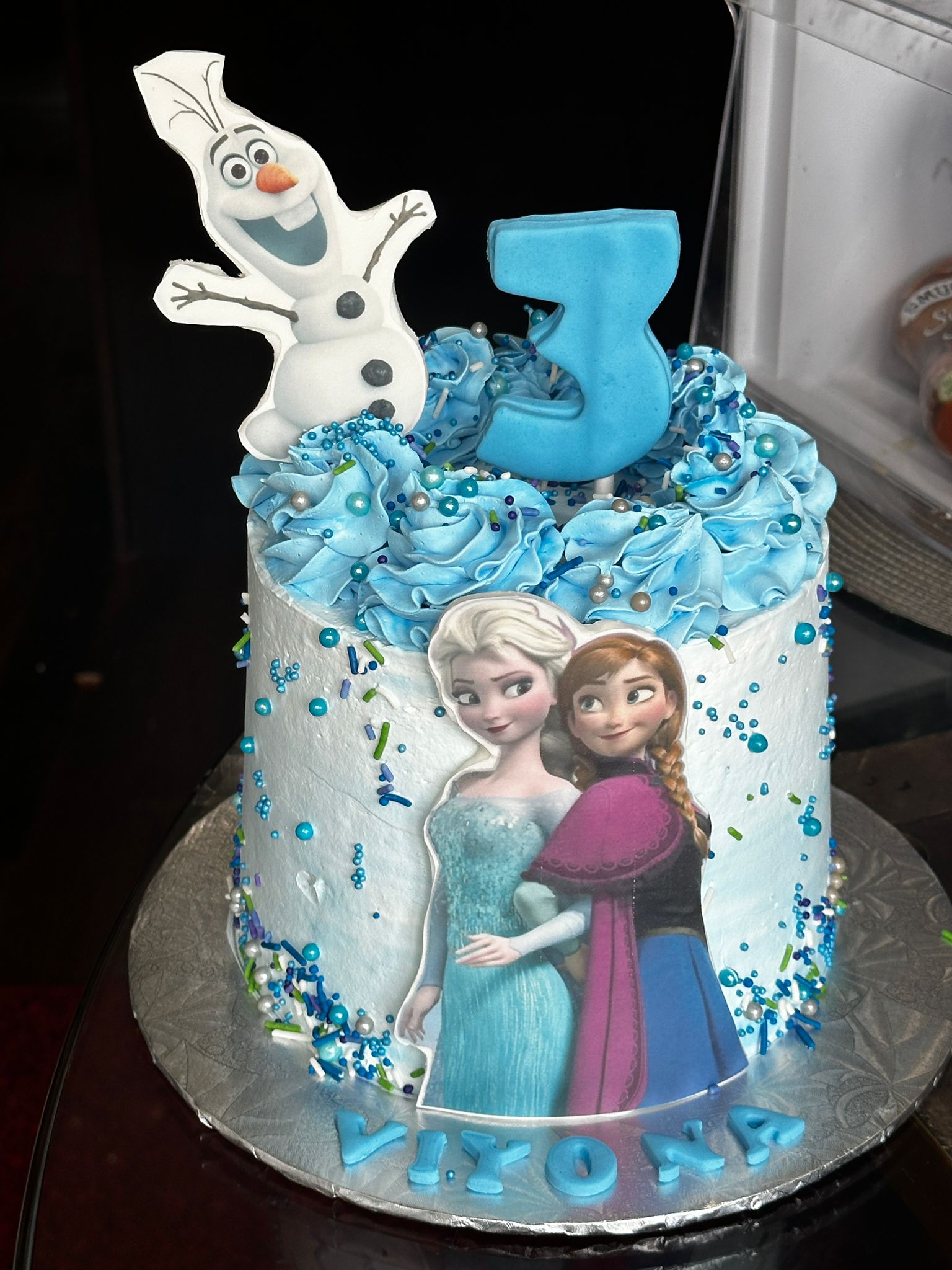 Frozen Elsa & Anna Cake with Olaf Topper (FRZ004)