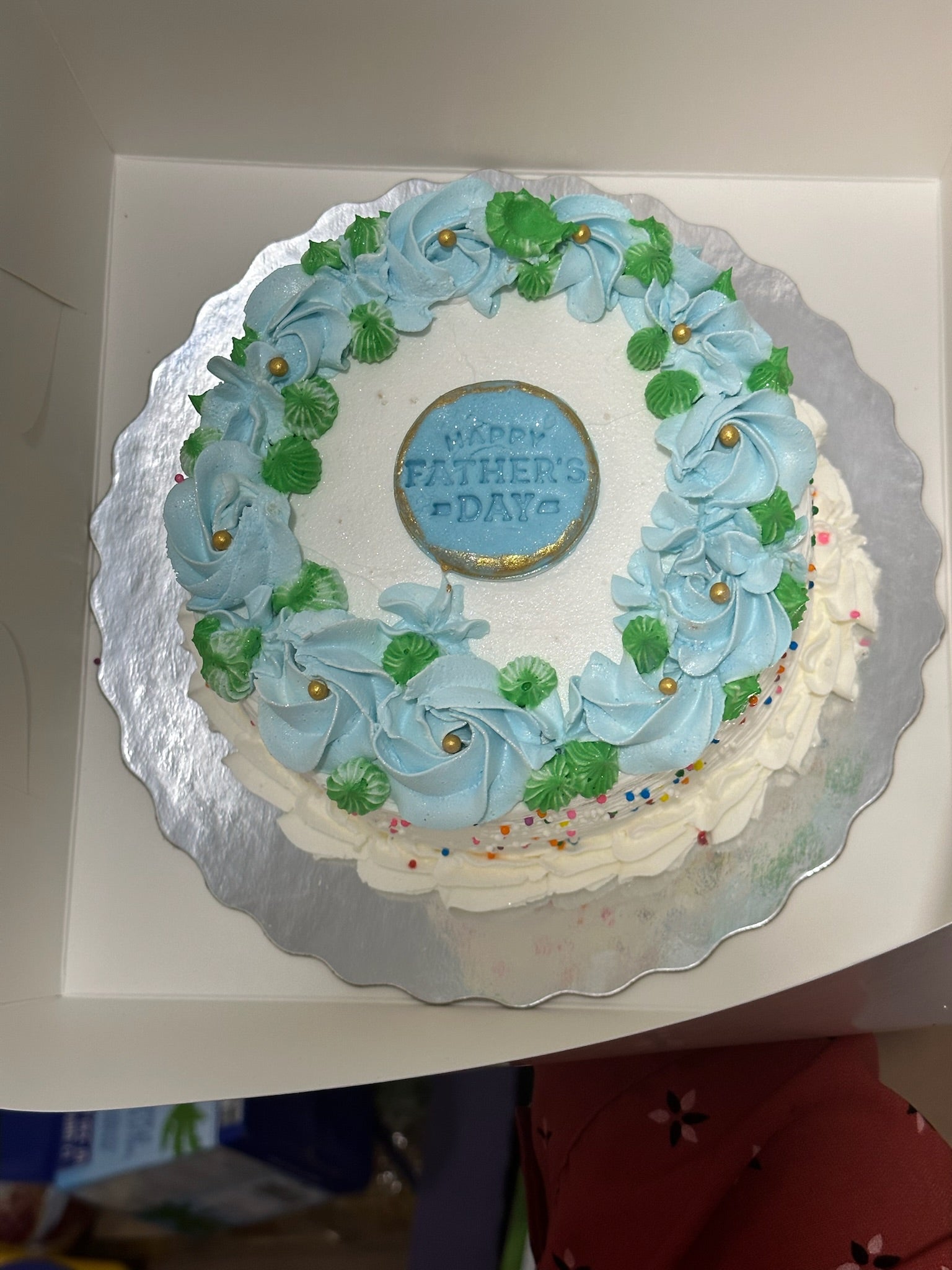 Elegant Father's Day Cake - Blue Rosette Delight (FTS001)