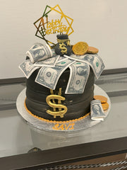 Luxury Money Bag Cake - Black & Gold Theme (MN002)