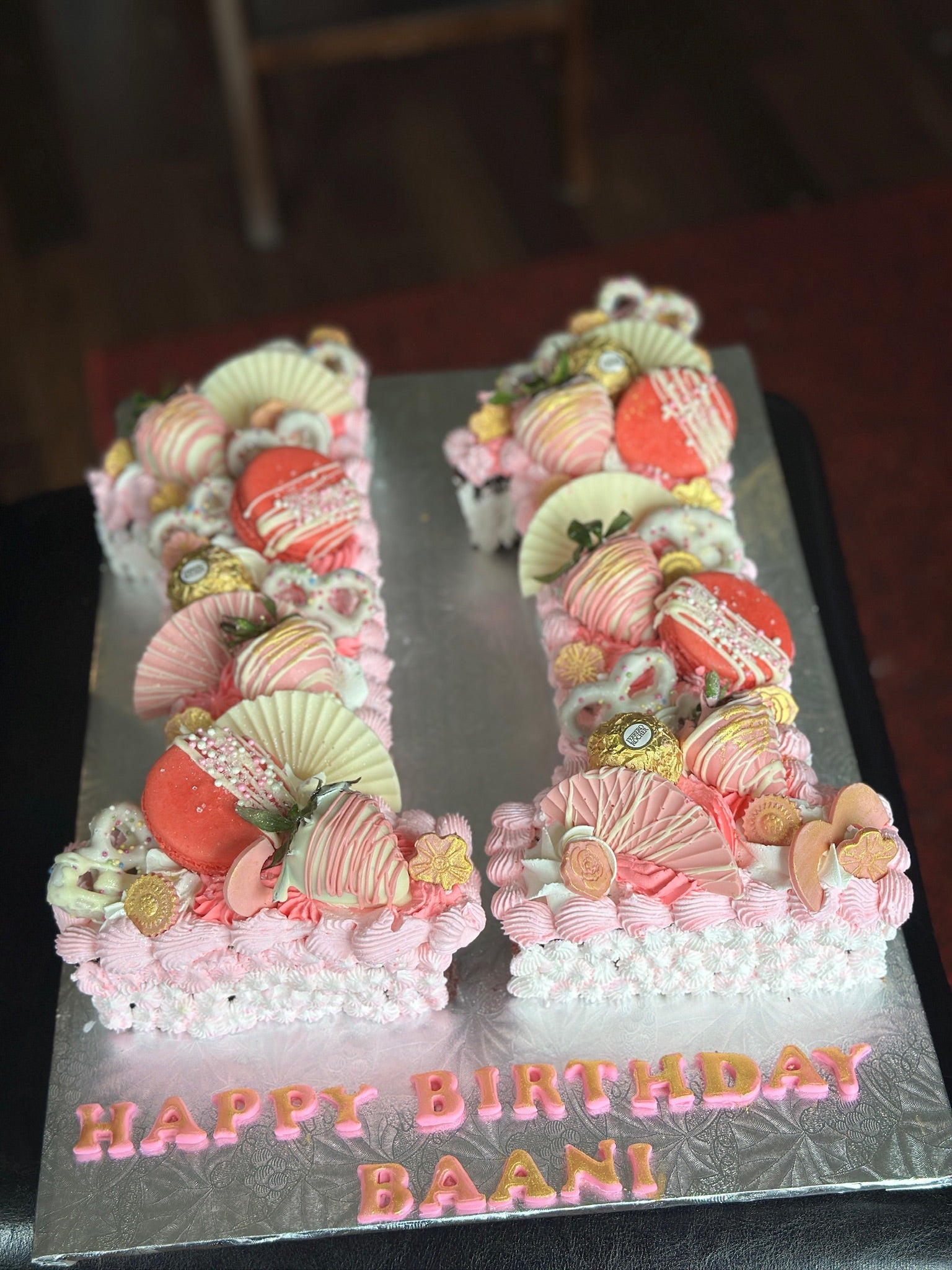Pink & White Number 11 - Birthday Cake (NUM001)