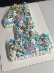 Number "1" Candyland Cake - Blue & Pastel Theme for First Birthday (NUM004)