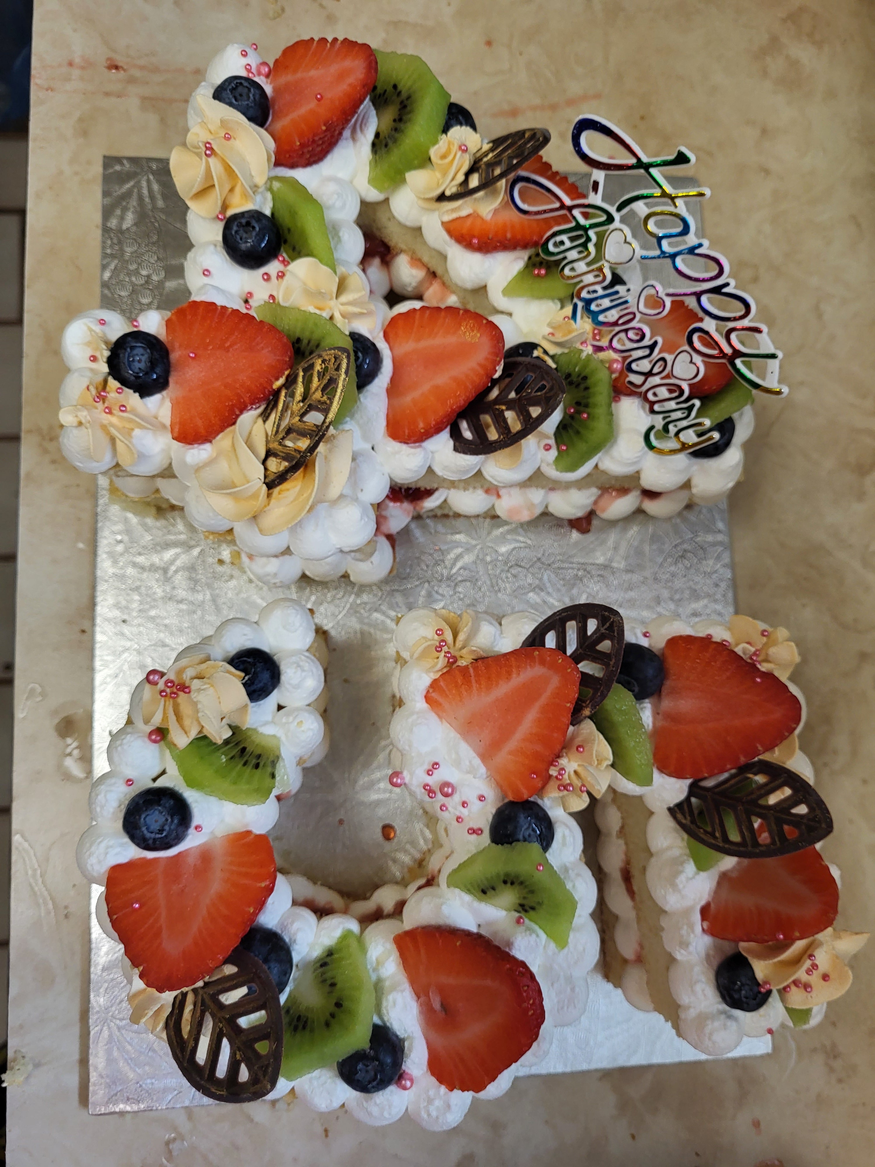 Number 4 & 5 Fresh Fruit Cake - 45th Birthday Special (NUM006)