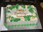 Elegant Green & White Floral Birthday Cake (SLB006)