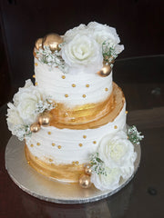 Golden Bloom Celebration Cake (WED013)