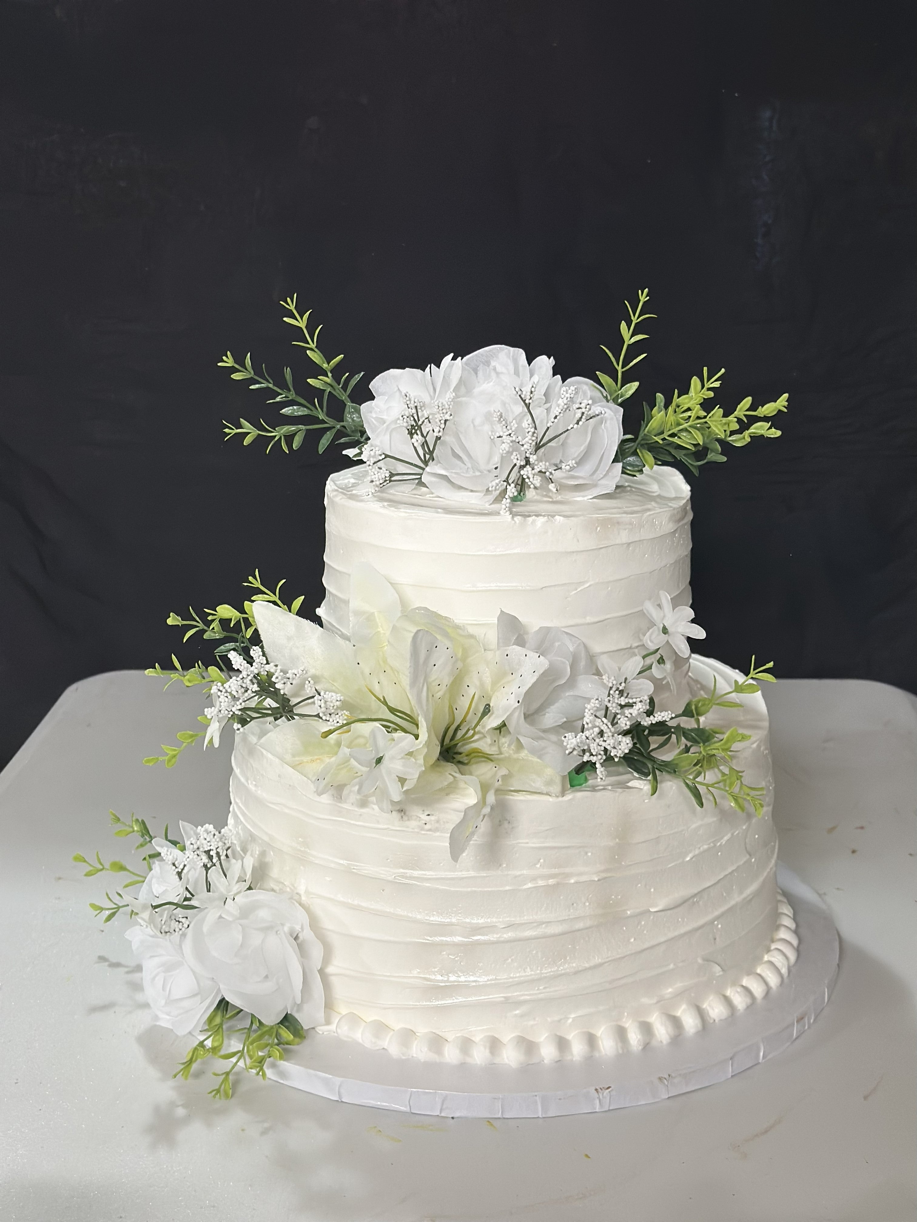 Pure Elegance - White Floral Wedding Cake (WED002)