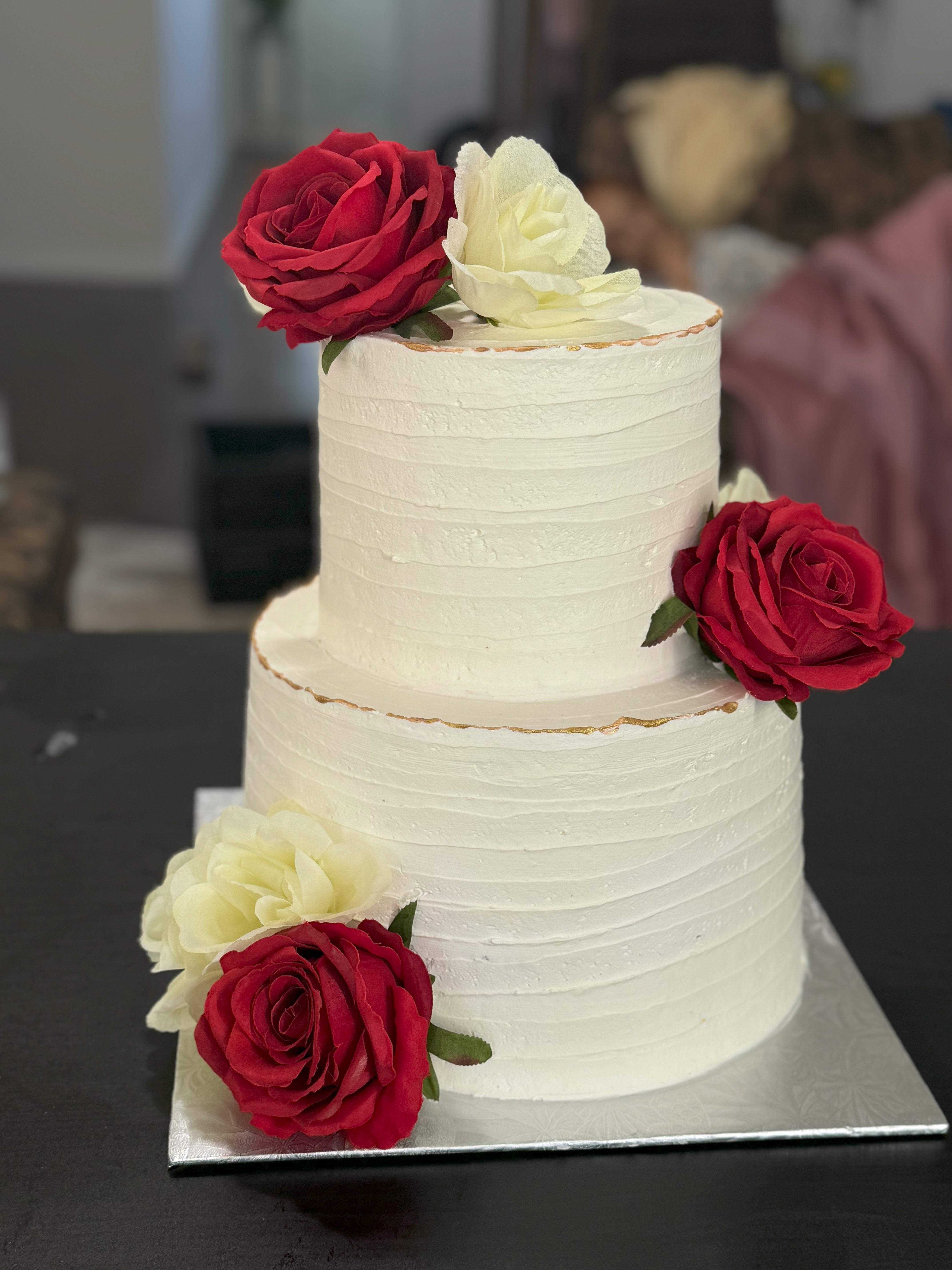 Classic Romance - Two-Tier Floral Cake (WED003)