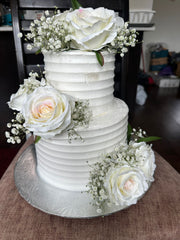 Pure Grace - White Rose Wedding Cake (WED005)