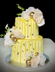 Sunshine Elegance - Yellow Floral Celebration Cake (WED007)
