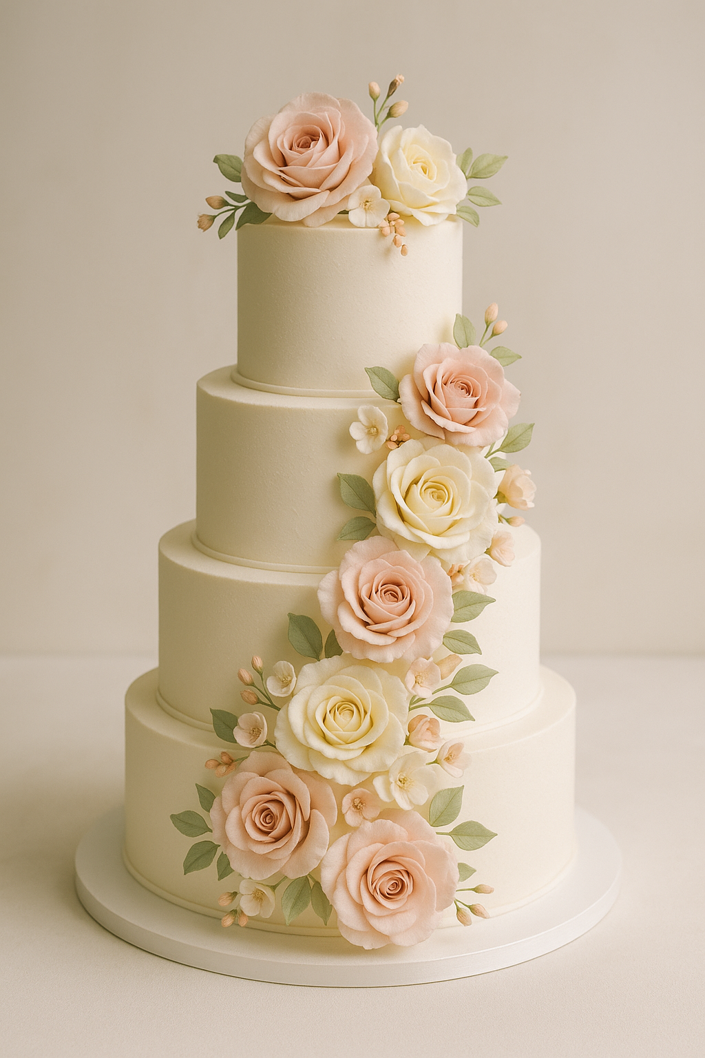 Blossoming Love - Four-Tier Floral Wedding Cake (WED009)