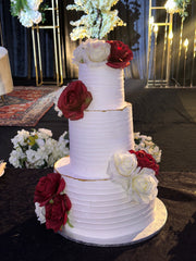 Elegant Red & White Floral Wedding Cake (WED010)