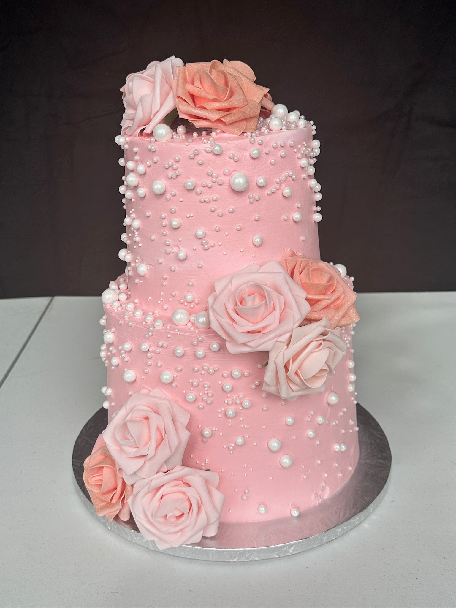Blushing Pearl Elegance Cake (WED012)