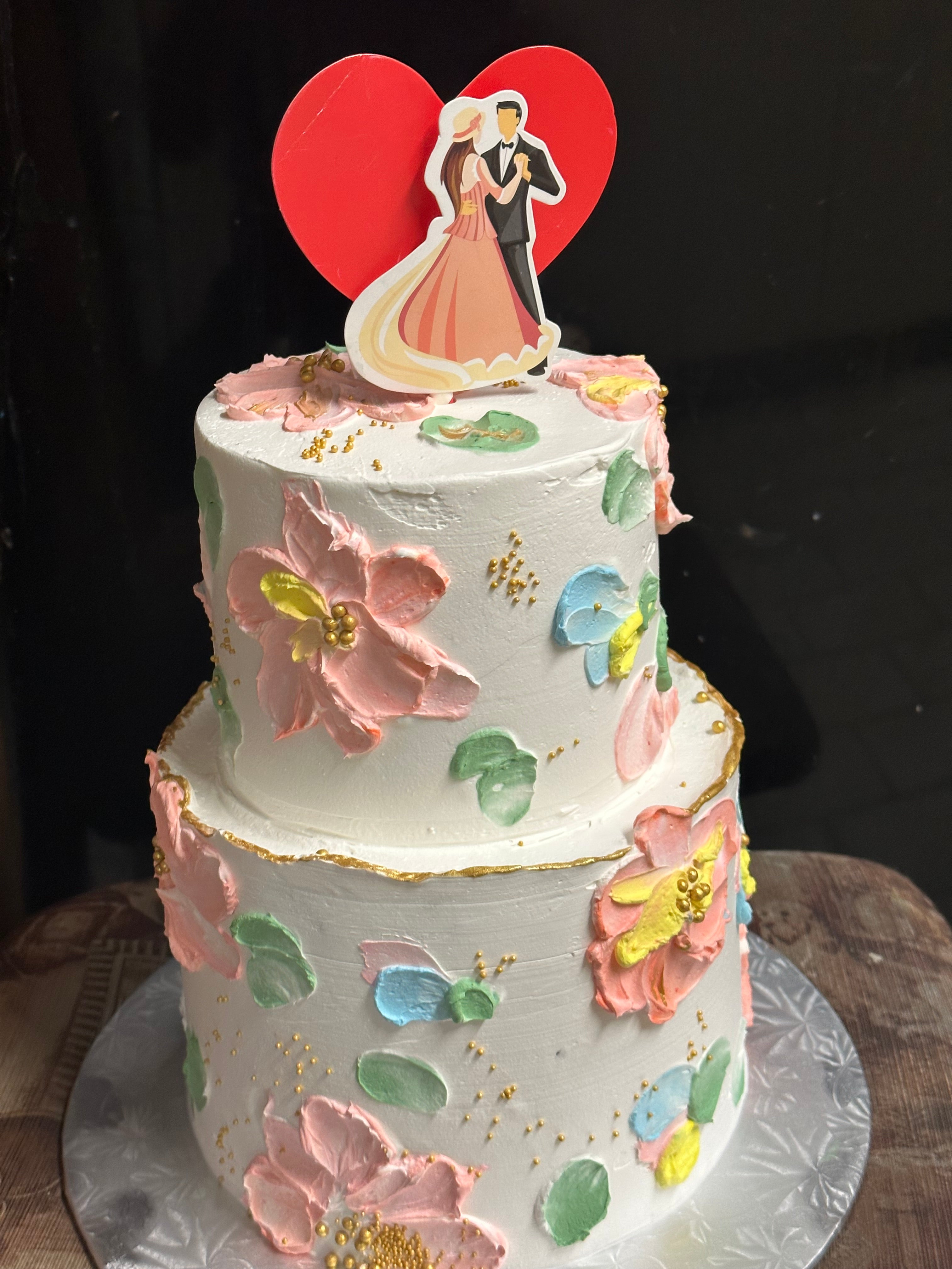 Romantic Floral Engagement / Wedding Cake (WED015)