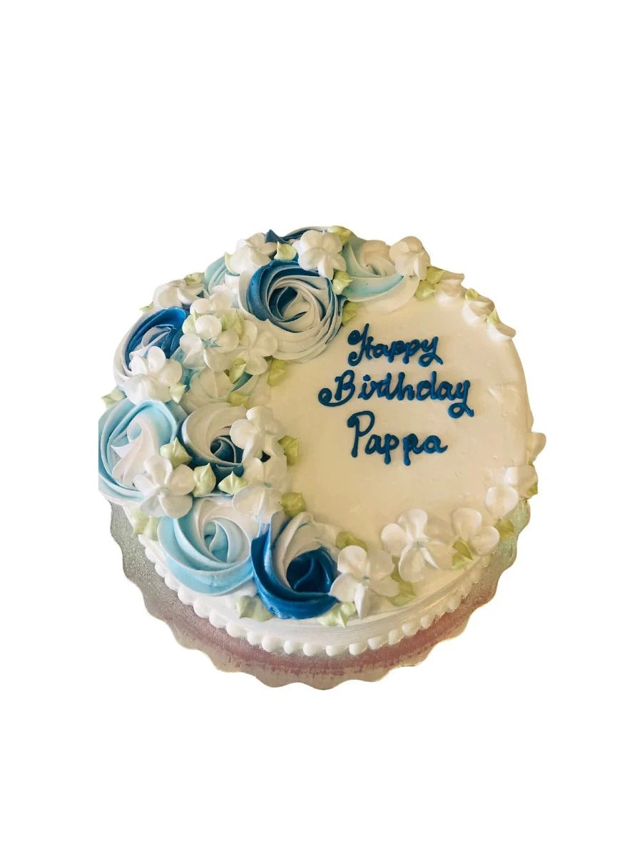 Blue Rosette Cream Cake