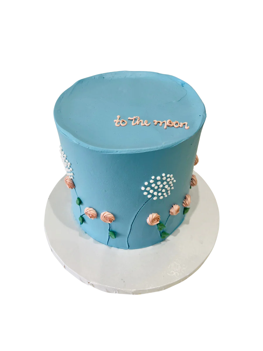 Blue Rosette Cream Cake